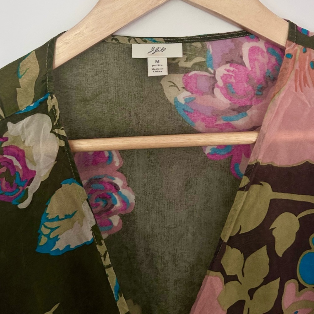 Jill floral wrap kimono top in size medium multicolour - Picture 3 of 6